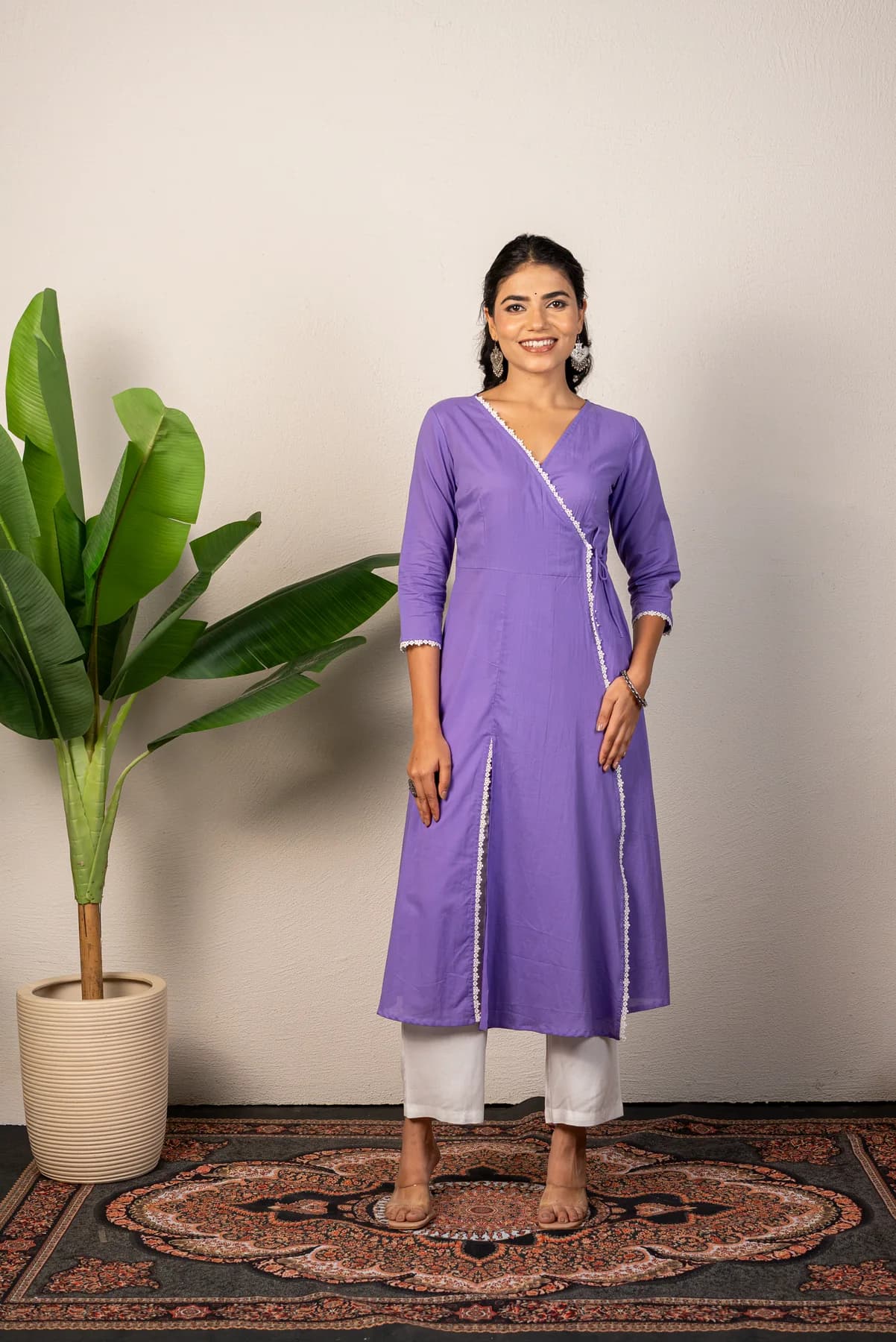 Purple Angrakha Kurti