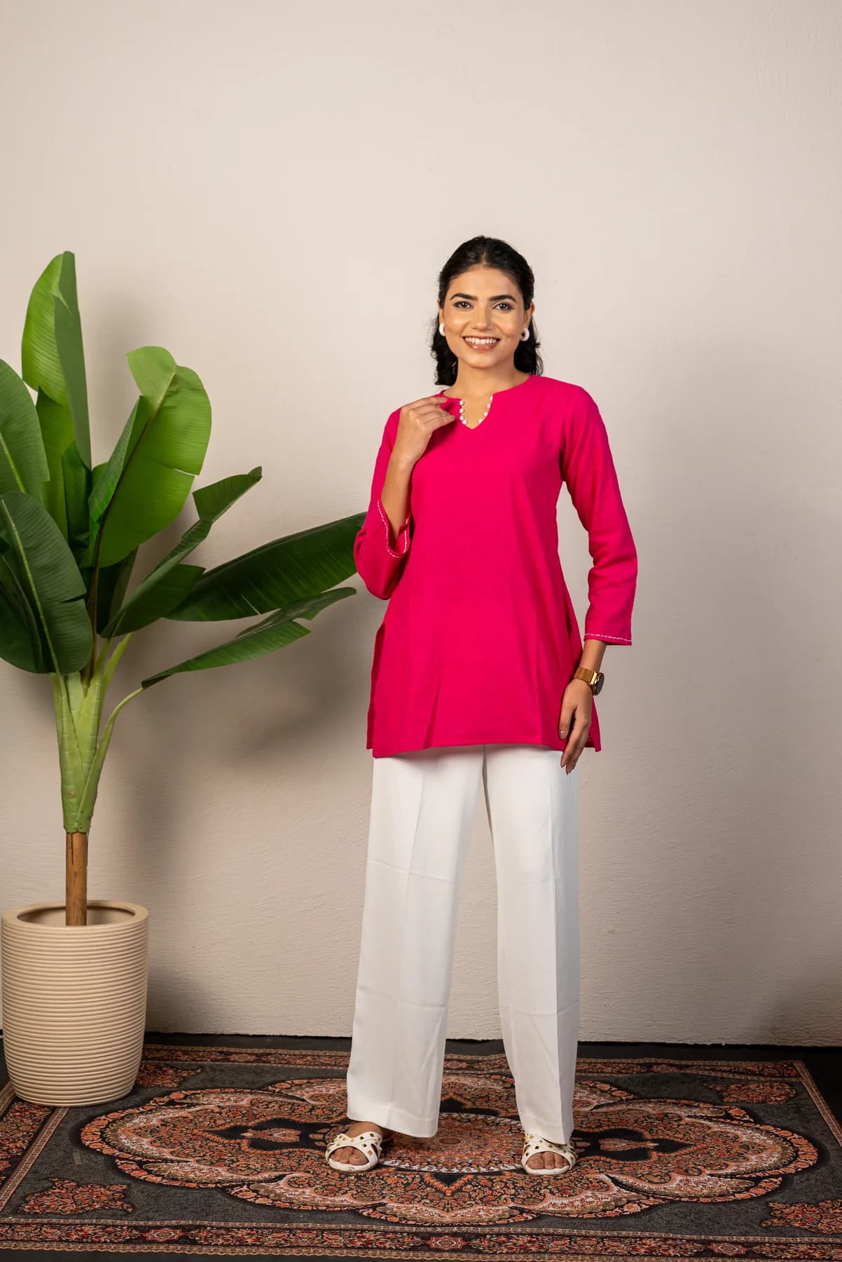 Pink Cotton Tunic Top