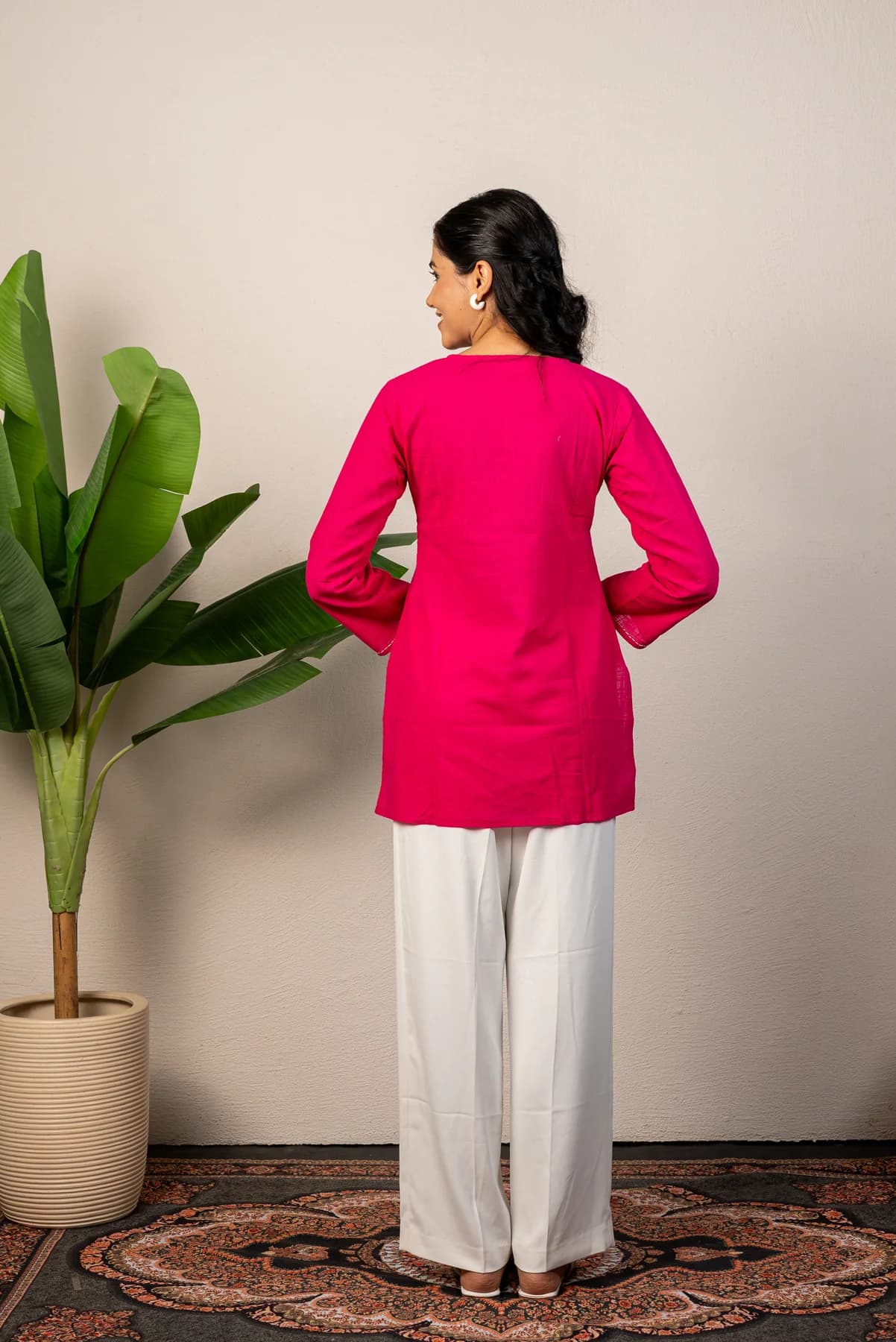 Pink Cotton Tunic Top, view 4
