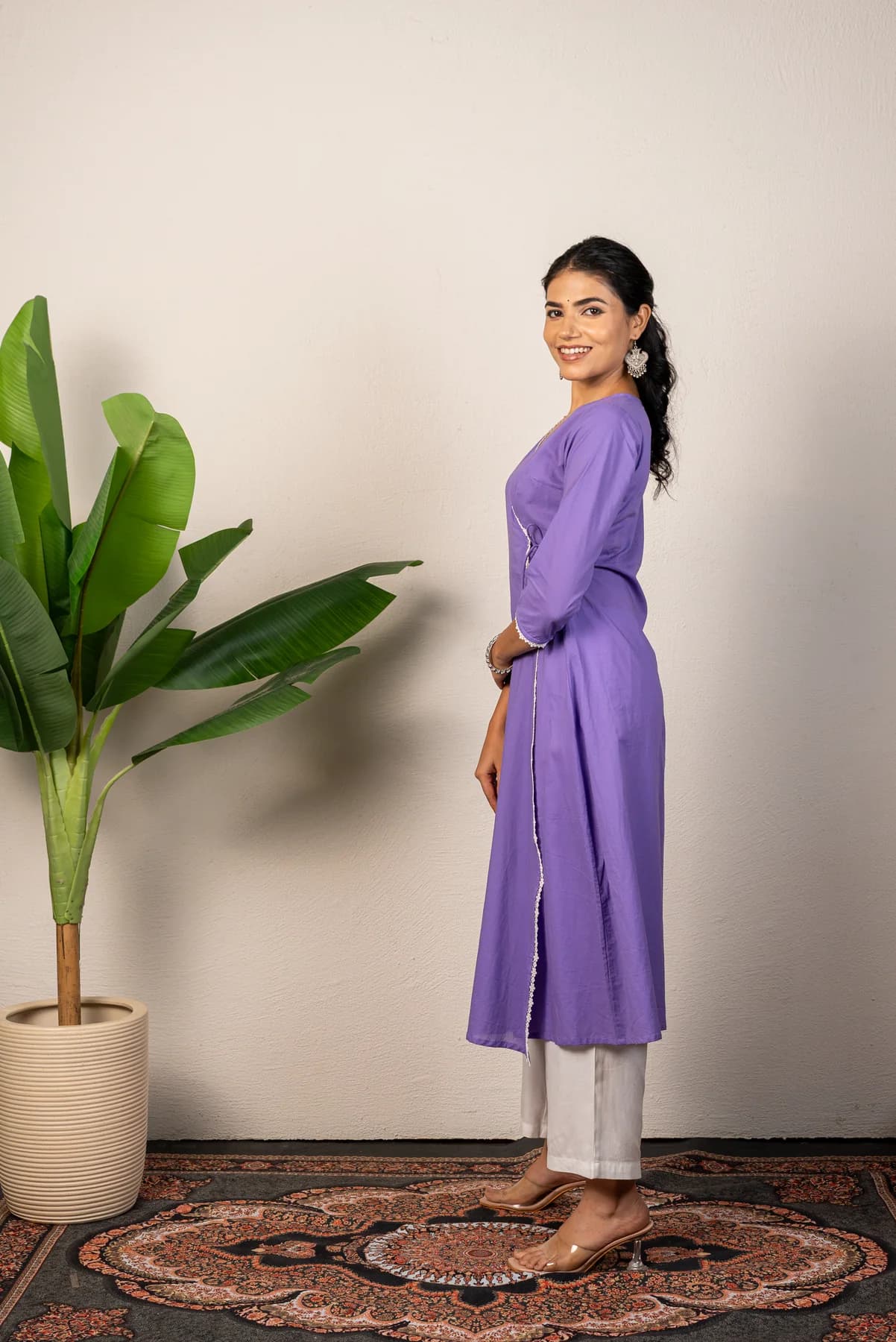 Purple Angrakha Kurti, view 3