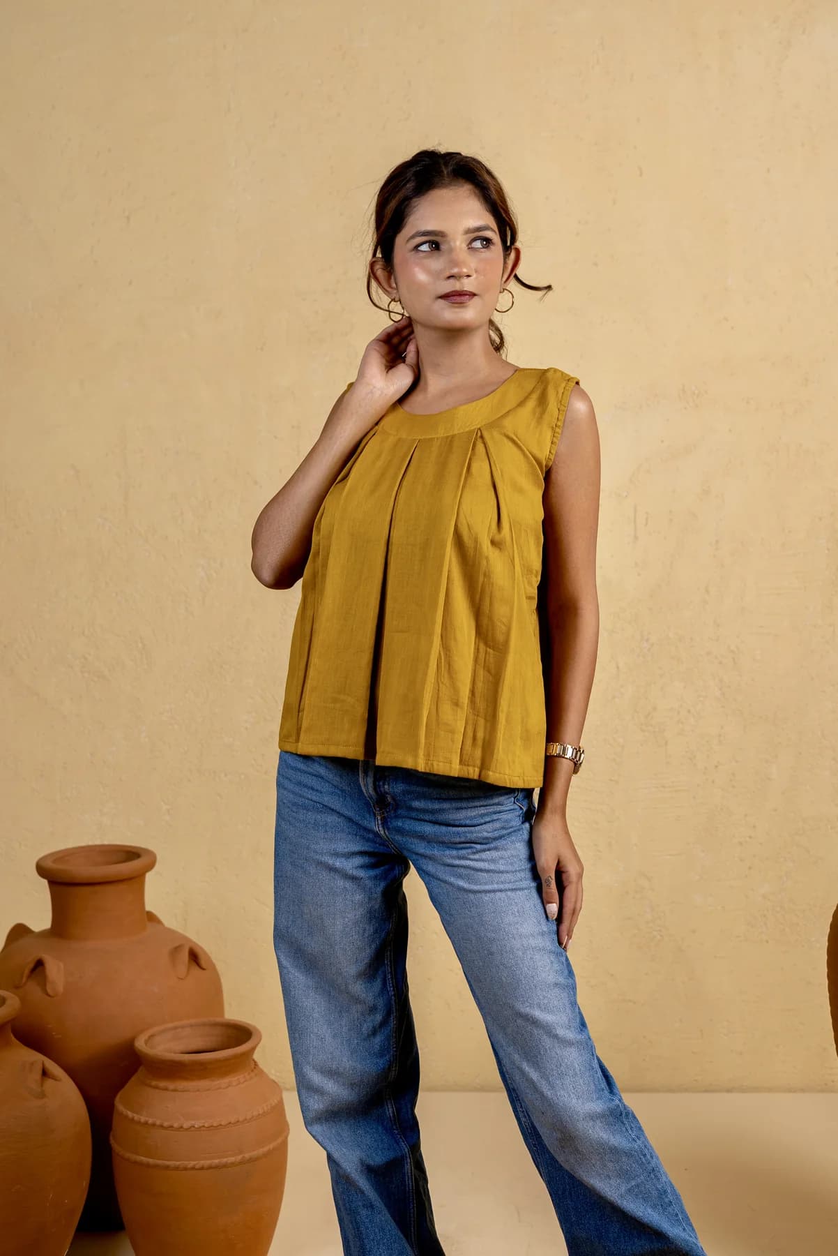 Yellow Everyday Cotton Top, view 4