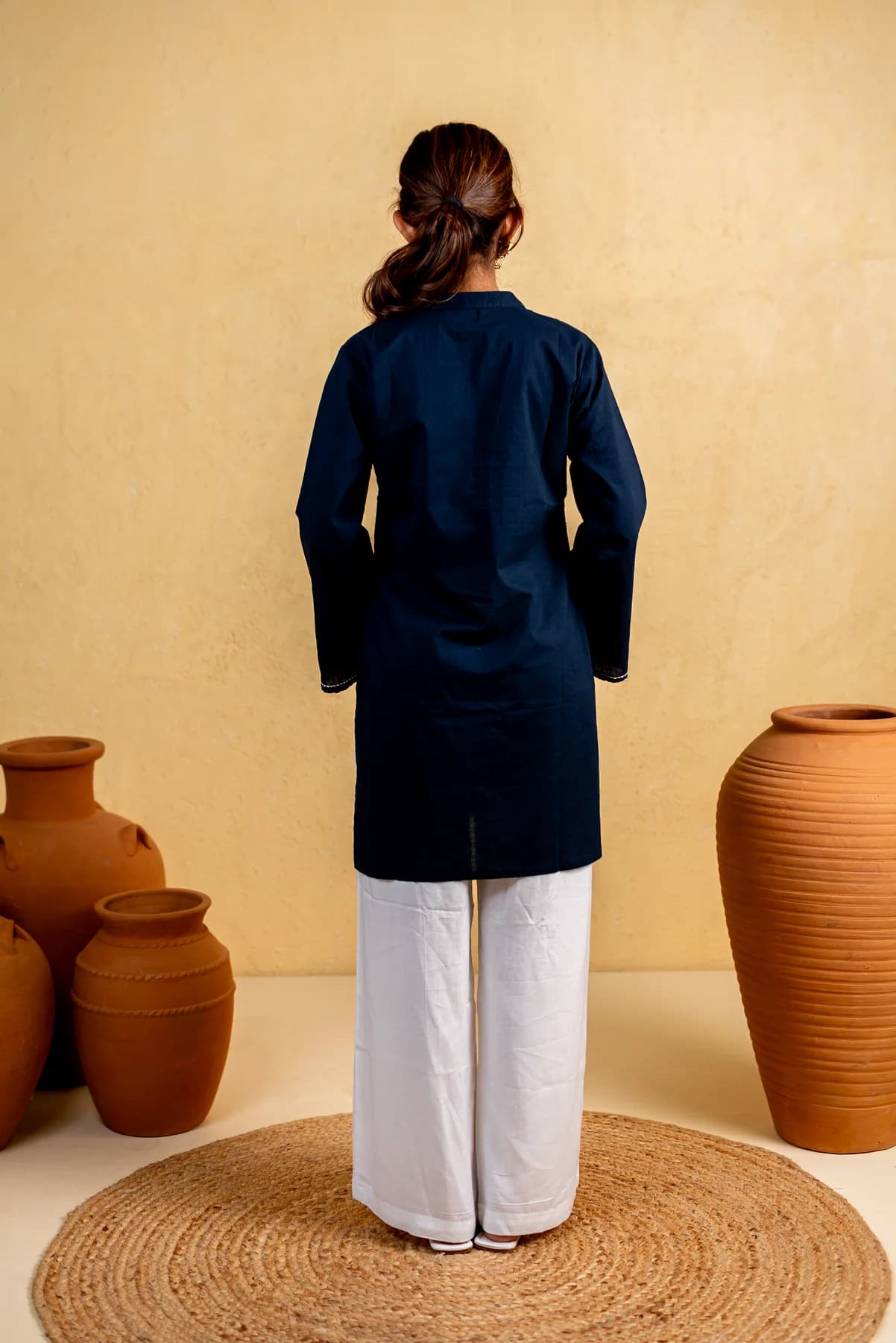 Blue Embroidered Heart Kurti, view 3