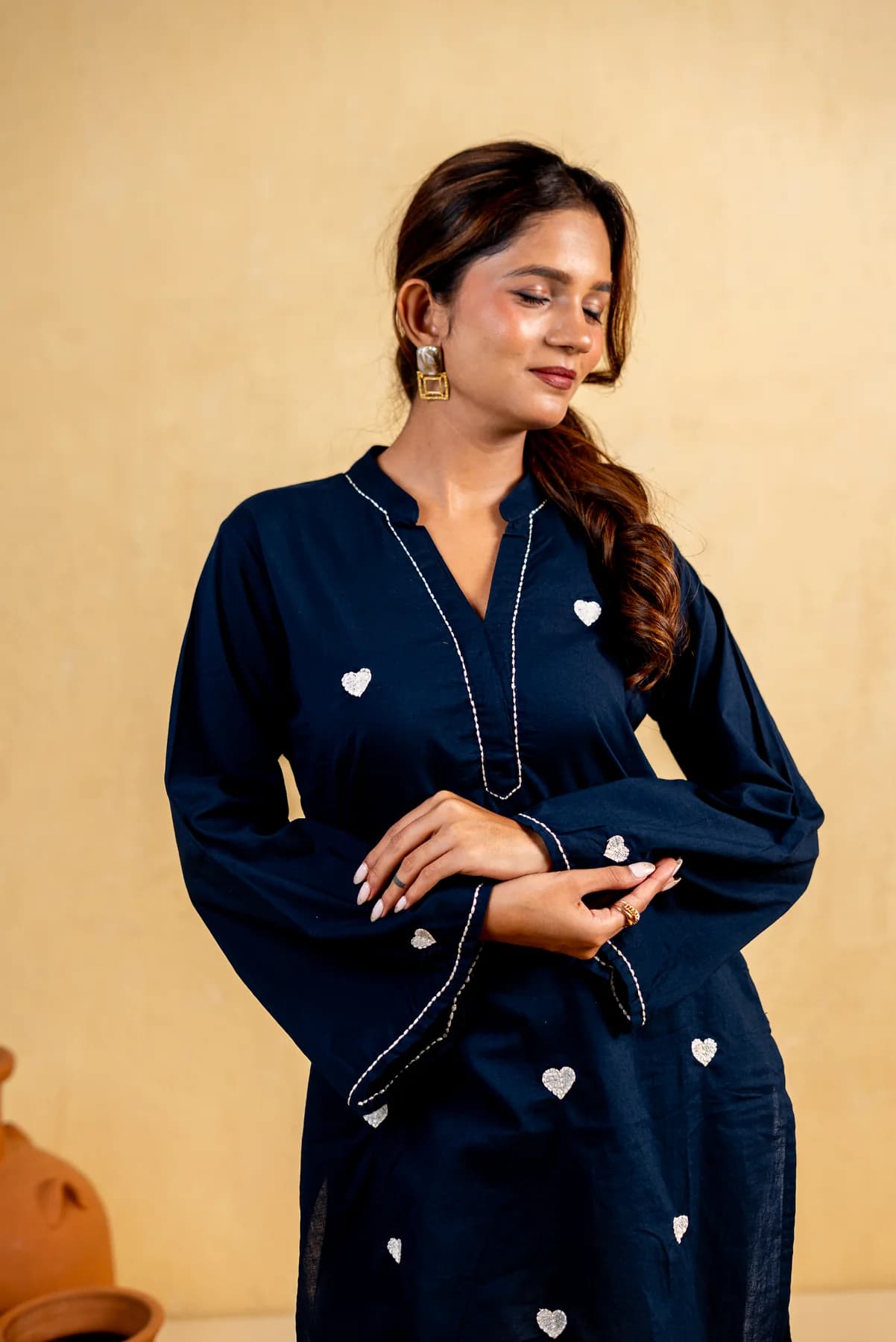 Blue Embroidered Heart Kurti, view 4